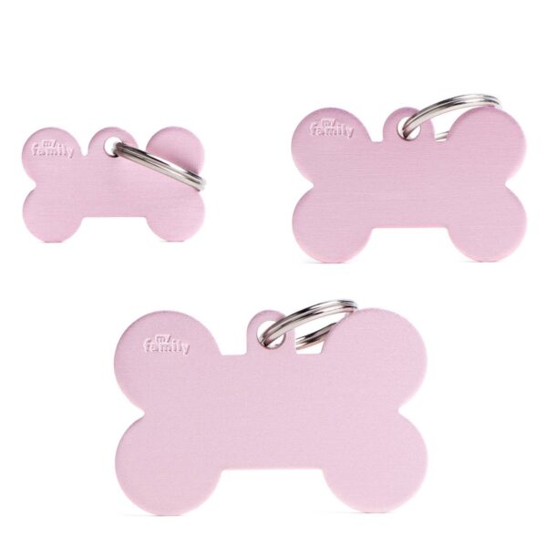 MyFamily Medaglietta per Cani Personalizzabile Osso Basic Alluminio Rosa