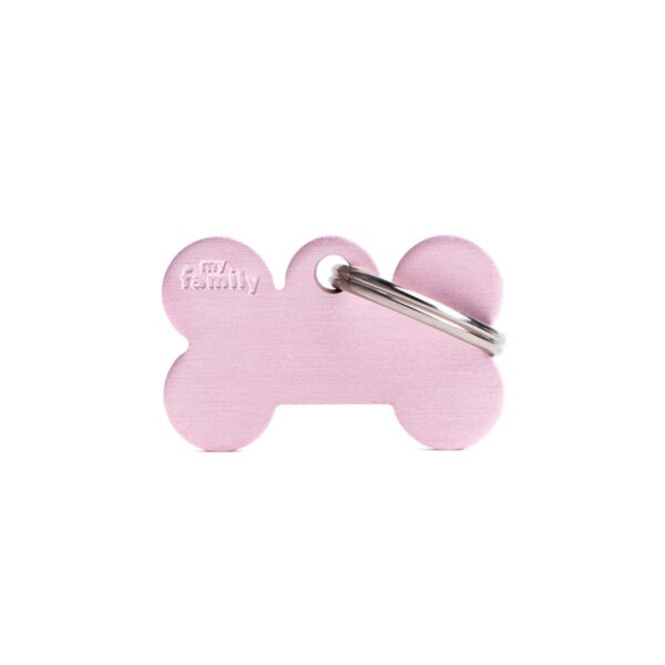 MyFamily Medaglietta per Cani Personalizzabile Osso Basic Alluminio Rosa - Variante S