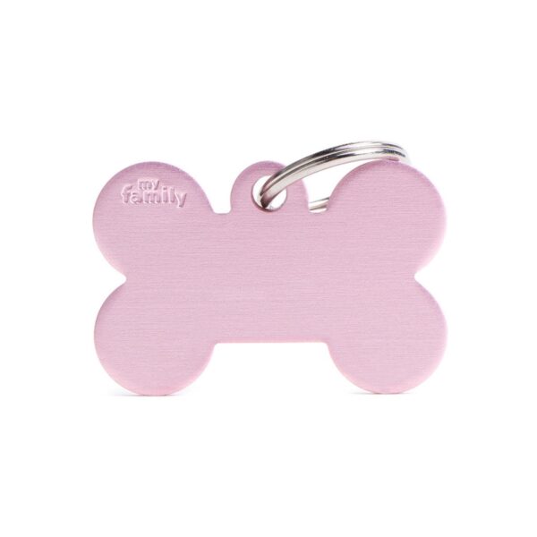 MyFamily Medaglietta per Cani Personalizzabile Osso Basic Alluminio Rosa - Variante L