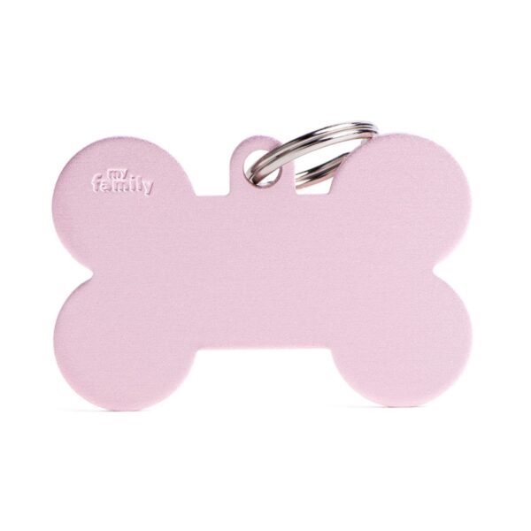 MyFamily Medaglietta per Cani Personalizzabile Osso Basic Alluminio Rosa - Variante XL