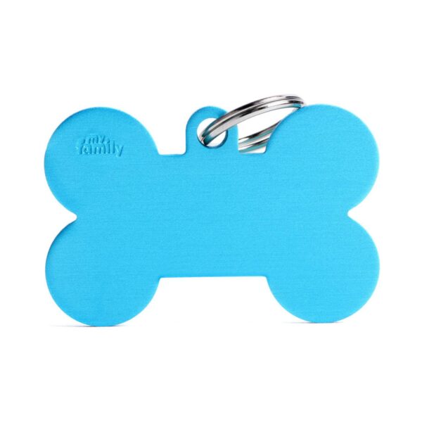 MyFamily Medaglietta per Cani Personalizzabile Osso Basic Alluminio Azzurro - Variante XL