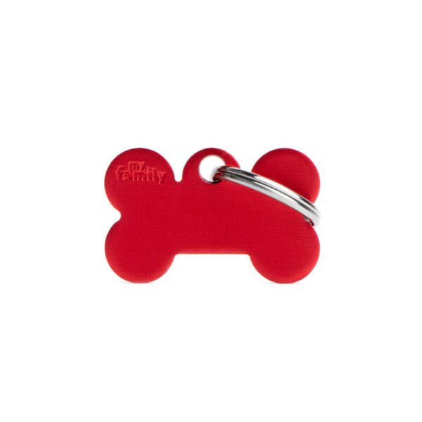 MyFamily Medaglietta per Cani Personalizzabile Osso Basic Alluminio Rossa - Variante S