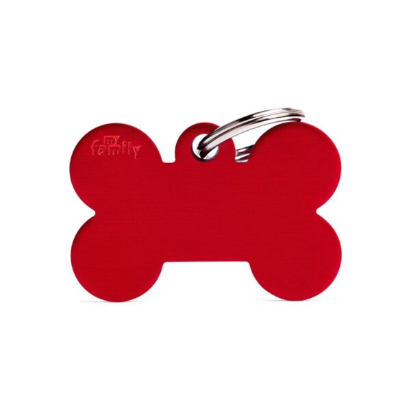 MyFamily Medaglietta per Cani Personalizzabile Osso Basic Alluminio Rossa - Variante L