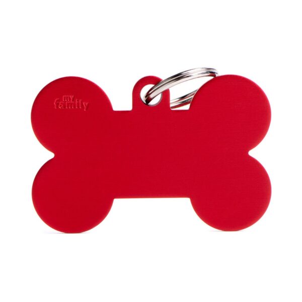 MyFamily Medaglietta per Cani Personalizzabile Osso Basic Alluminio Rossa - Variante XL