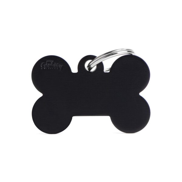 MyFamily Medaglietta per Cani Personalizzabile Osso Basic Alluminio Nero - Variante L