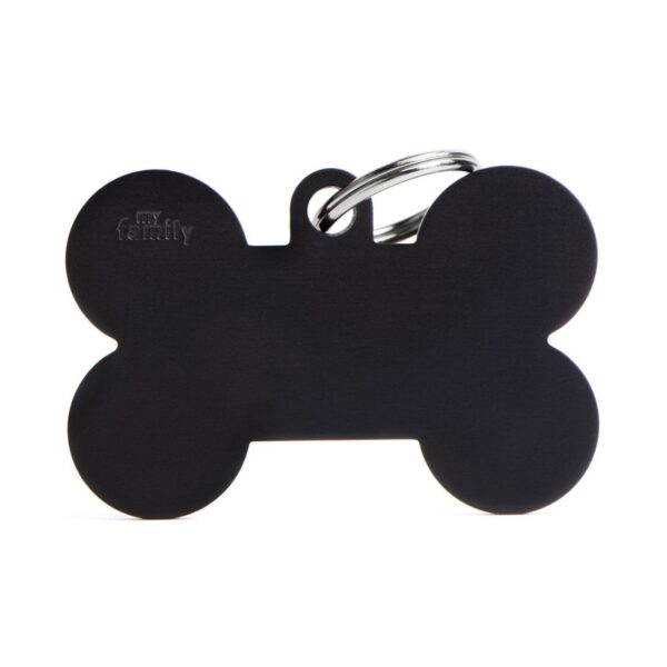 MyFamily Medaglietta per Cani Personalizzabile Osso Basic Alluminio Nero - Variante XL
