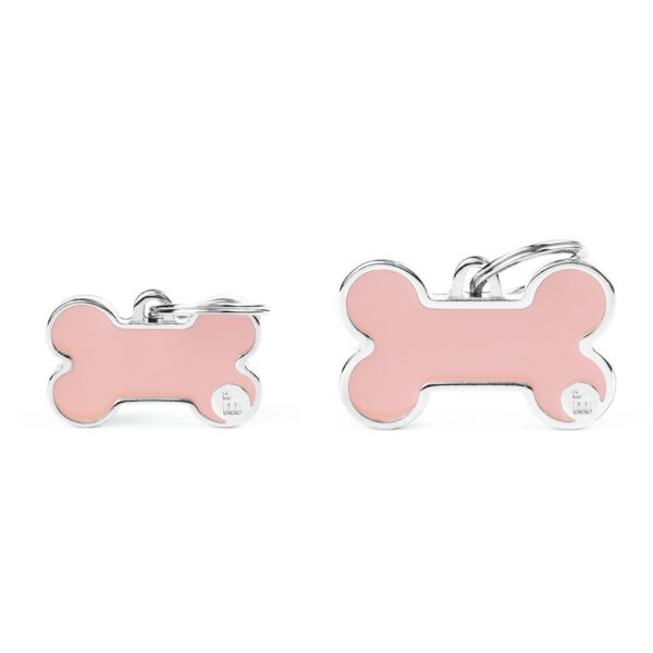MyFamily Medaglietta per Cani Personalizzabile Osso Basic Handmade Rosa