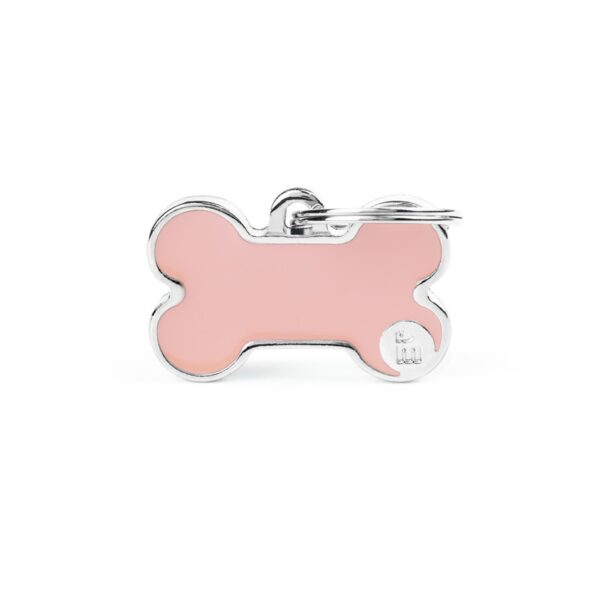 MyFamily Medaglietta per Cani Personalizzabile Osso Basic Handmade Rosa - Variante S