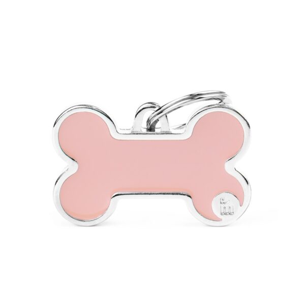 MyFamily Medaglietta per Cani Personalizzabile Osso Basic Handmade Rosa - Variante L