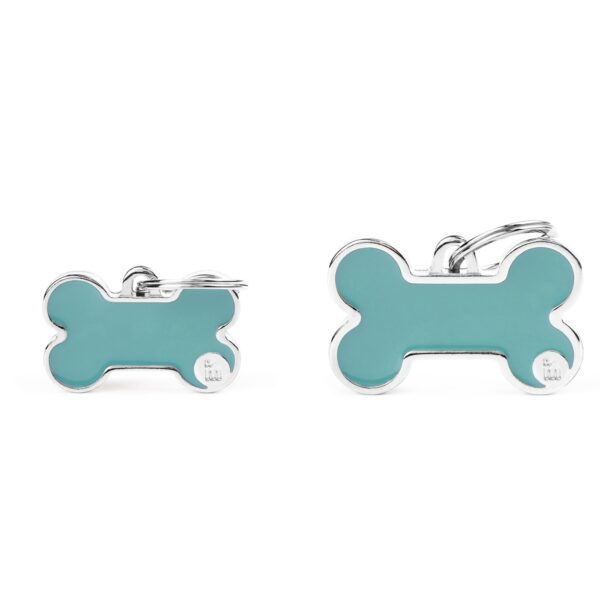 MyFamily Medaglietta per Cani Personalizzabile Osso Basic Handmade Azzurra
