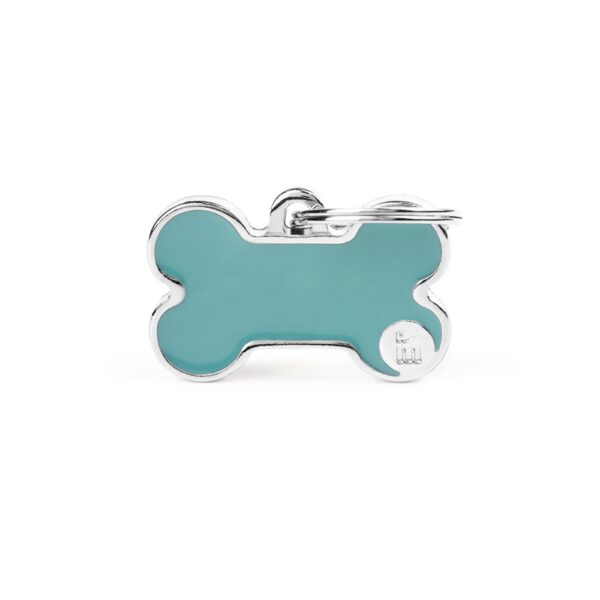 MyFamily Medaglietta per Cani Personalizzabile Osso Basic Handmade Azzurra - Variante S