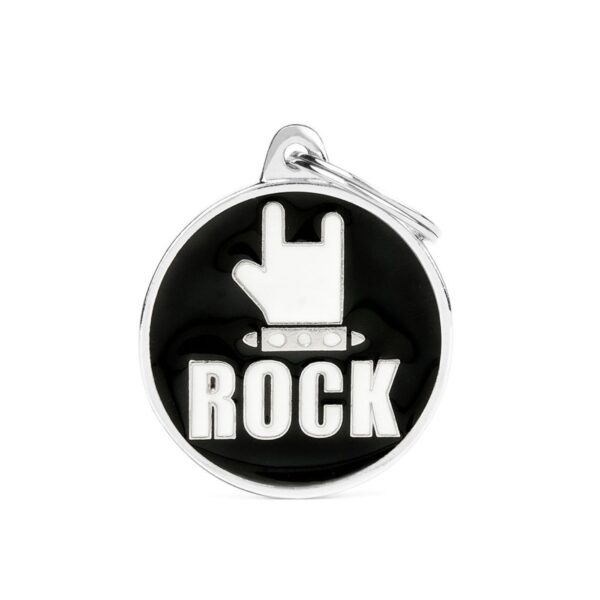 MyFamily Medaglietta per Cani Personalizzabile Cerchio Rock - Variante L
