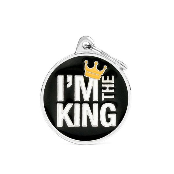 MyFamily Medaglietta per Cani Personalizzabile Cerchio I'm The King - Variante L
