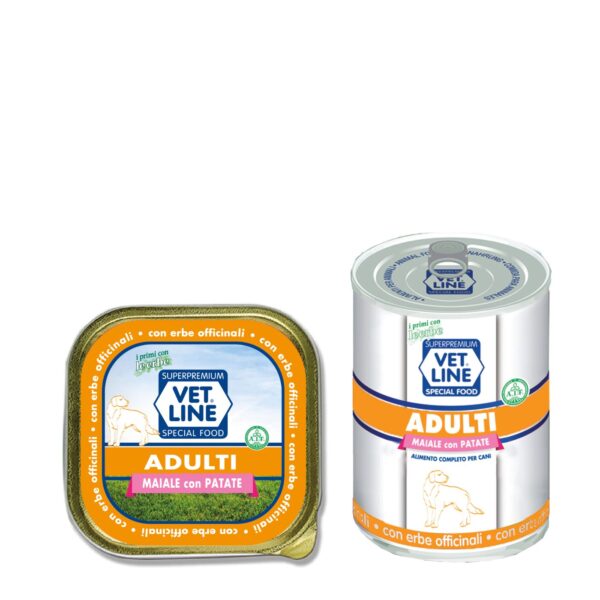 Vet Line Umido Adulti Maiale e Patate per Cani Adulti Monoproteico VetLine