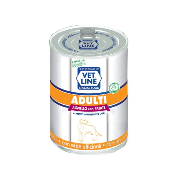 Vet Line Umido Adulti Agnello e Patate per Cani Adulti VetLine - Formato 400gr