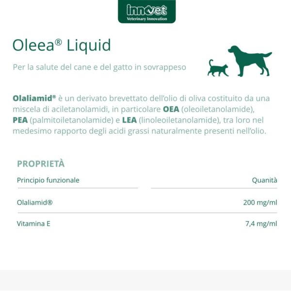 Innovet Oleea® Liquid 60ml per Cani e Gatti in Sovrappeso - Proprietà