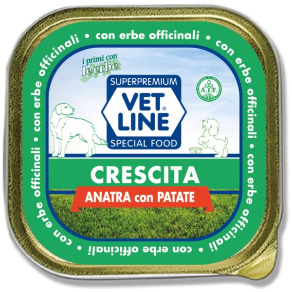 Vet Line Umido Crescita Anatra e Patate per Cuccioli Puppy VetLine - Formato 150gr