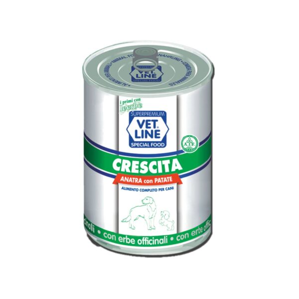 Vet Line Umido Crescita Anatra e Patate per Cuccioli Puppy VetLine - Formato 400gr