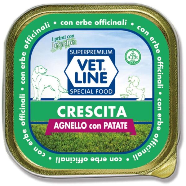 Vet Line Umido Crescita Agnello e Patate per Cuccioli Puppy VetLine - Formato 150gr