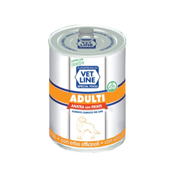 Vet Line Umido Adulti Anatra e Patate per Cani Adulti VetLine - Formato 400gr