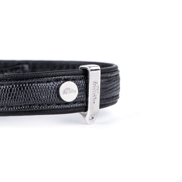 MyFamily Collare Saint Tropez in Similpelle Nero per Cani - Finiture in bronzo bianco