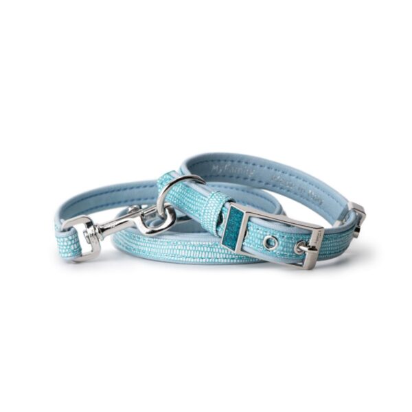 MyFamily Collare Saint Tropez in Similpelle Turchese per Cani - Collare e guinzaglio