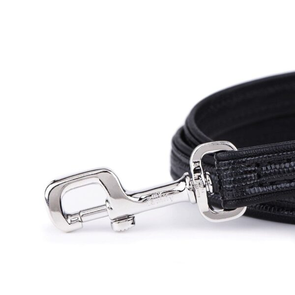 MyFamily Guinzaglio Saint Tropez in Similpelle Nero 110x1,2cm per Cani - Finiture in bronzo bianco