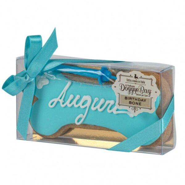DoggyeBag Biscotto Birthday Bone Auguri Compleanno per Cani 85g - Azzurro