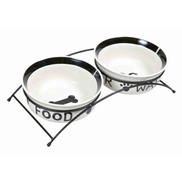 Trixie Set di Ciotole in Ceramica con Supporto per Cani - Misura 41×10×20cm
