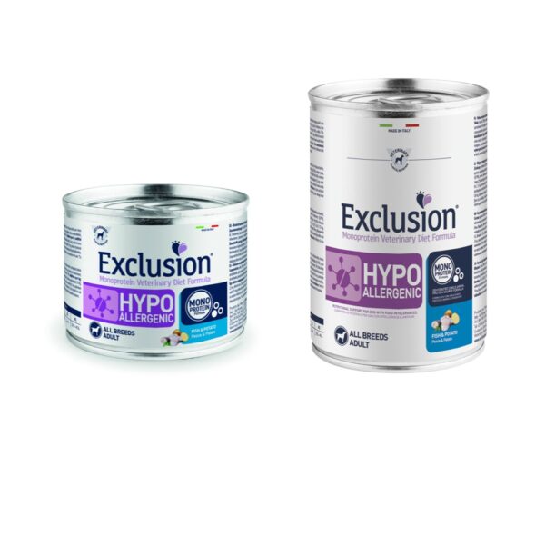 Exclusion Diet Hypoallergenic Pesce e Patate Alimento Umido Monoproteico per Cani