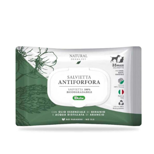 Derbe Salviette Funzionali Antiforfora Biodegradabili per Cani Gatti e Cuccioli Natural Derma Pet