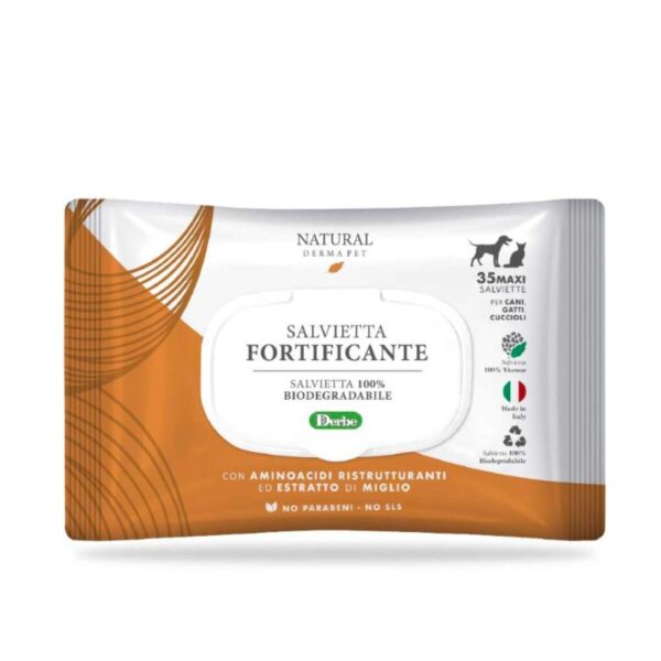Derbe Salviette Funzionali Fortificante Biodegradabili per Cani Gatti e Cuccioli Natural Derma Pet