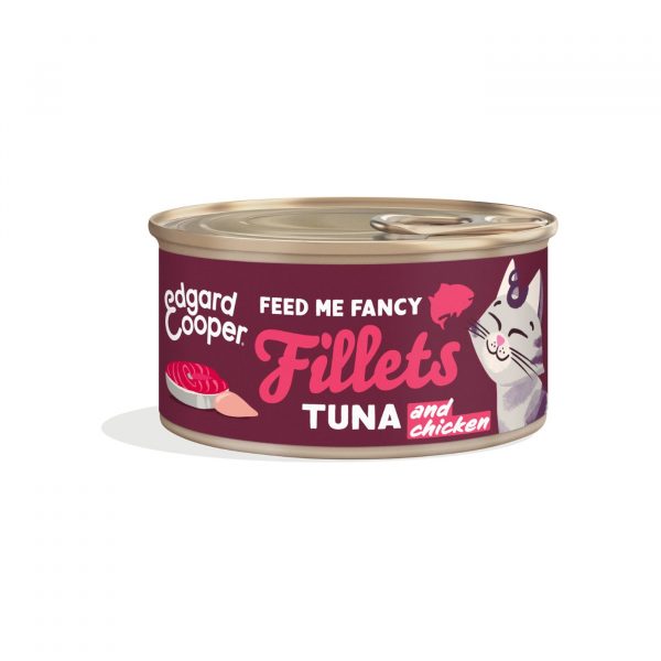 Edgard & Cooper Sfilaccetti Tonno Fresco e Pollo in Brodo di Pesce per Gatti Adulti 70g