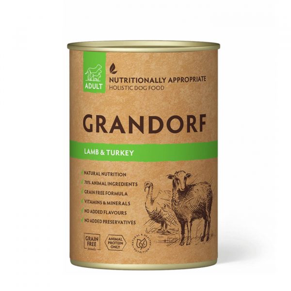 Grandorf Adult Agnello e Tacchino Alimento Umido Completo per Cani Adulti 400g