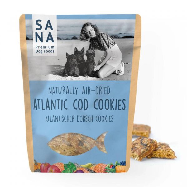 sanadog biscotti snack cookies di pelle di pesce atlantico per cani 100g