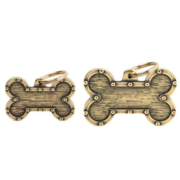 MyFamily Medaglietta per Cani Personalizzabile Osso Strong Futuristico Bronx Ottone Inglese