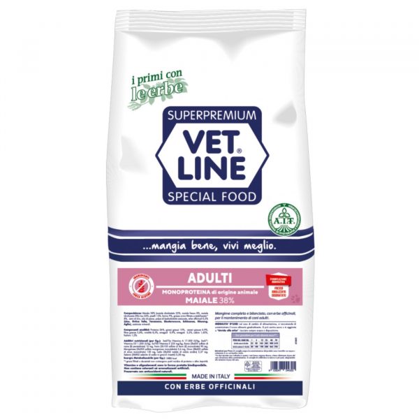 vet line maiale per cani adulti monoproteico vetline