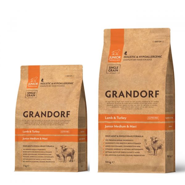 grandorf junior all breeds agnello e riso integrale per cani dai 4 mesi