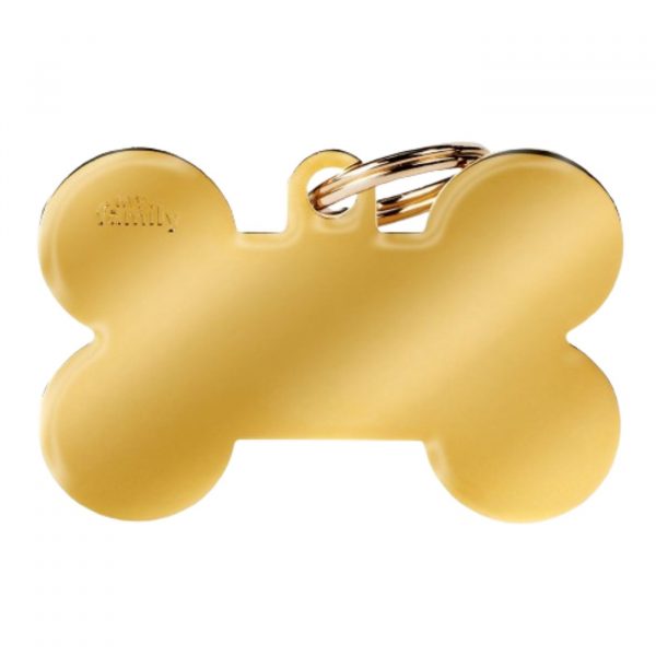 MyFamily Medaglietta per Cani Personalizzabile Osso Basic Ottone Dorato - Osso XL