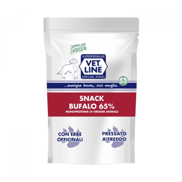 vet line snack di bufalo monoproteico grain free per cani 80g vetline
