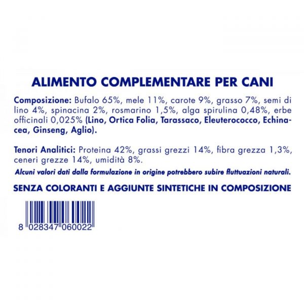 vet line snack di bufalo monoproteico grain free per cani 80g vetline