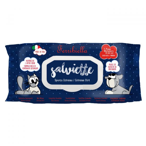 Ferribiella Salviette Detergenti Extreme per Cani e Gatti 40pz