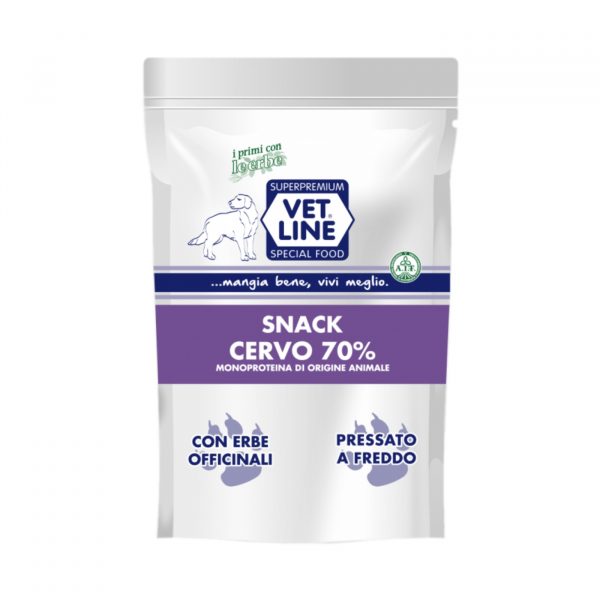 vet line snack di cervo monoproteico grain free per cani 80g vetline