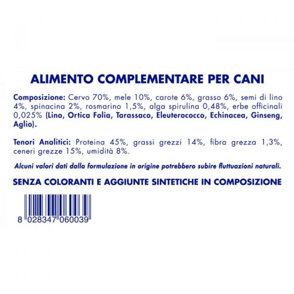 vet line snack di cervo monoproteico grain free per cani 80g vetline