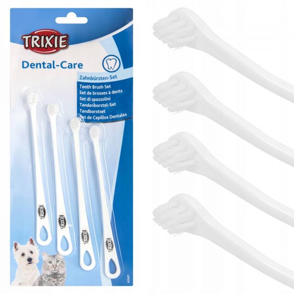 Trixie Spazzolino per Cani di Piccola Taglia e Gatti Set 4Pz 15cm