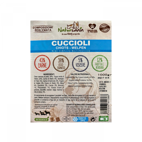 naturcanin alimento barf per cuccioli puppy menù completo multiproteico