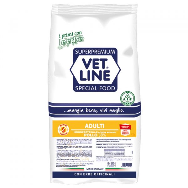 vet line pollo per cani adulti monoproteico vetline