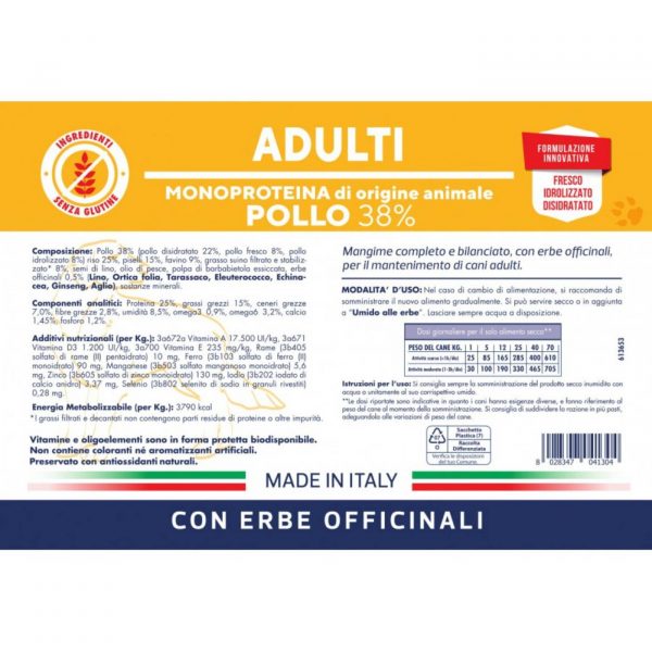 vet line pollo per cani adulti monoproteico vetline