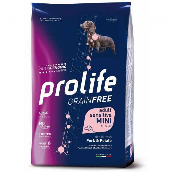 Prolife® Grain Free Sensitive Adult Mini Maiale e Patate per Cani