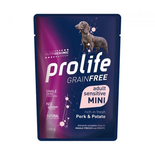 Prolife® Grain Free Adult Sensitive Mini Maiale e Patate Umido per Cani Busta da 100g